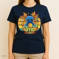 Axolotl Autism Awareness Funny Retro Vintage T-Shirt thumb 4