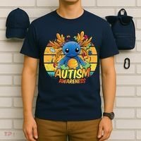 Axolotl Autism Awareness Funny Retro Vintage T-Shirt thumb 6