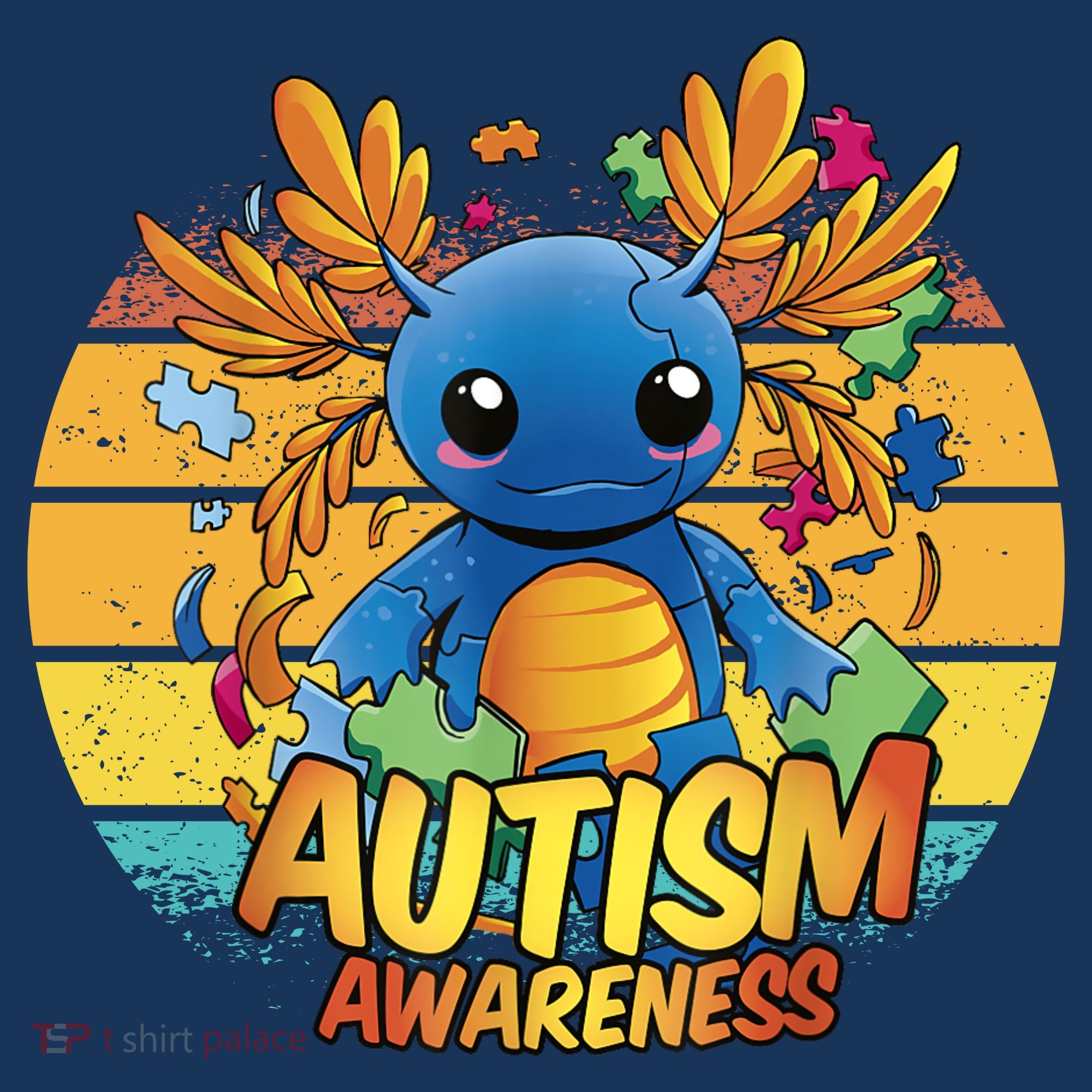 Axolotl Autism Awareness Funny Retro Vintage T-Shirt