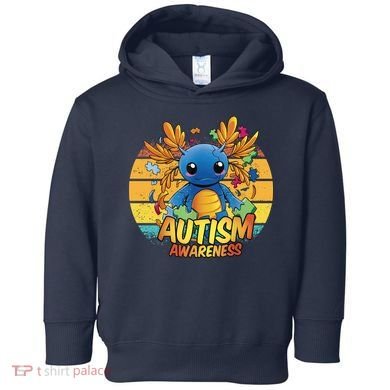 Axolotl Autism Awareness Funny Retro Vintage Toddler Hoodie