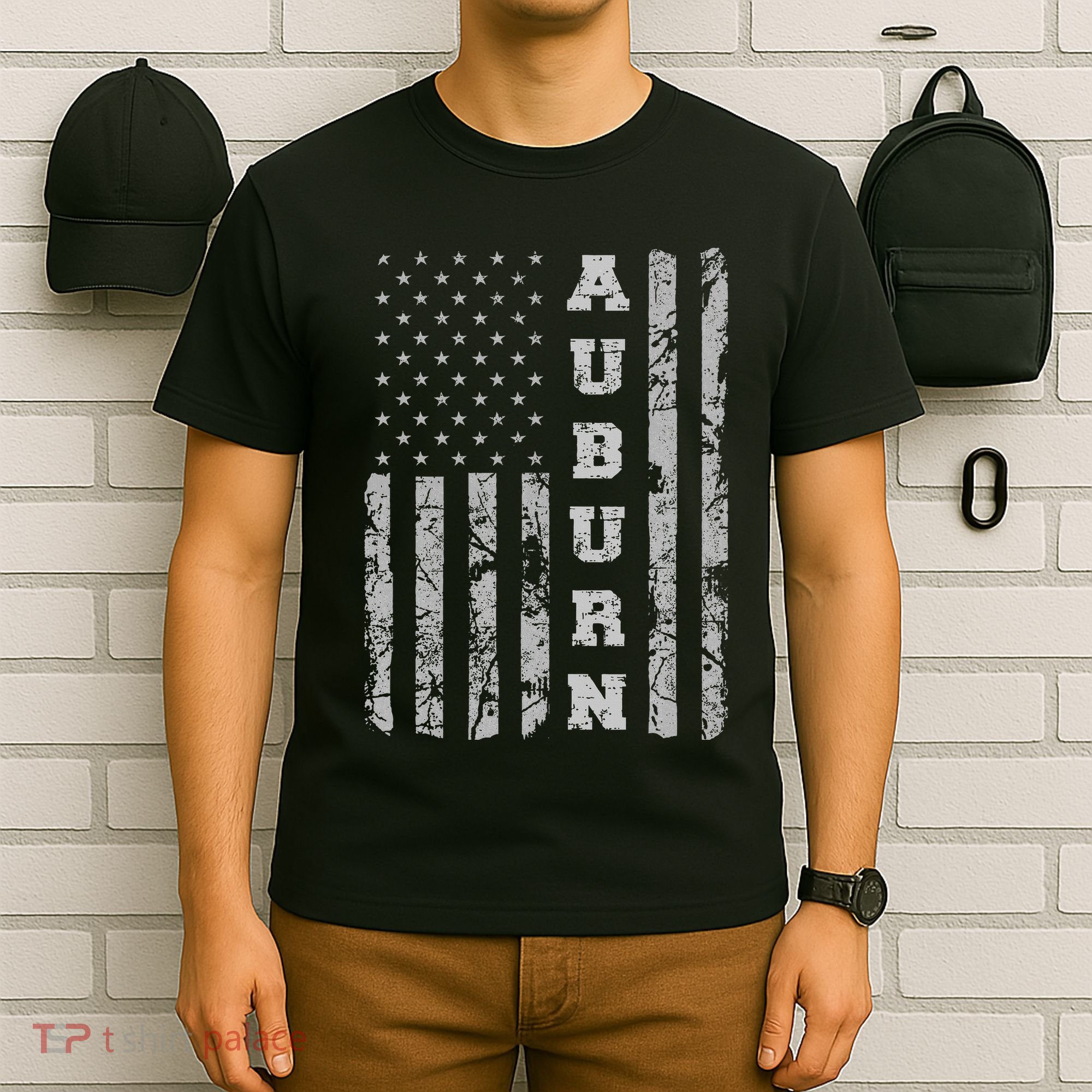 Auburn Alabama American Flag T-Shirt