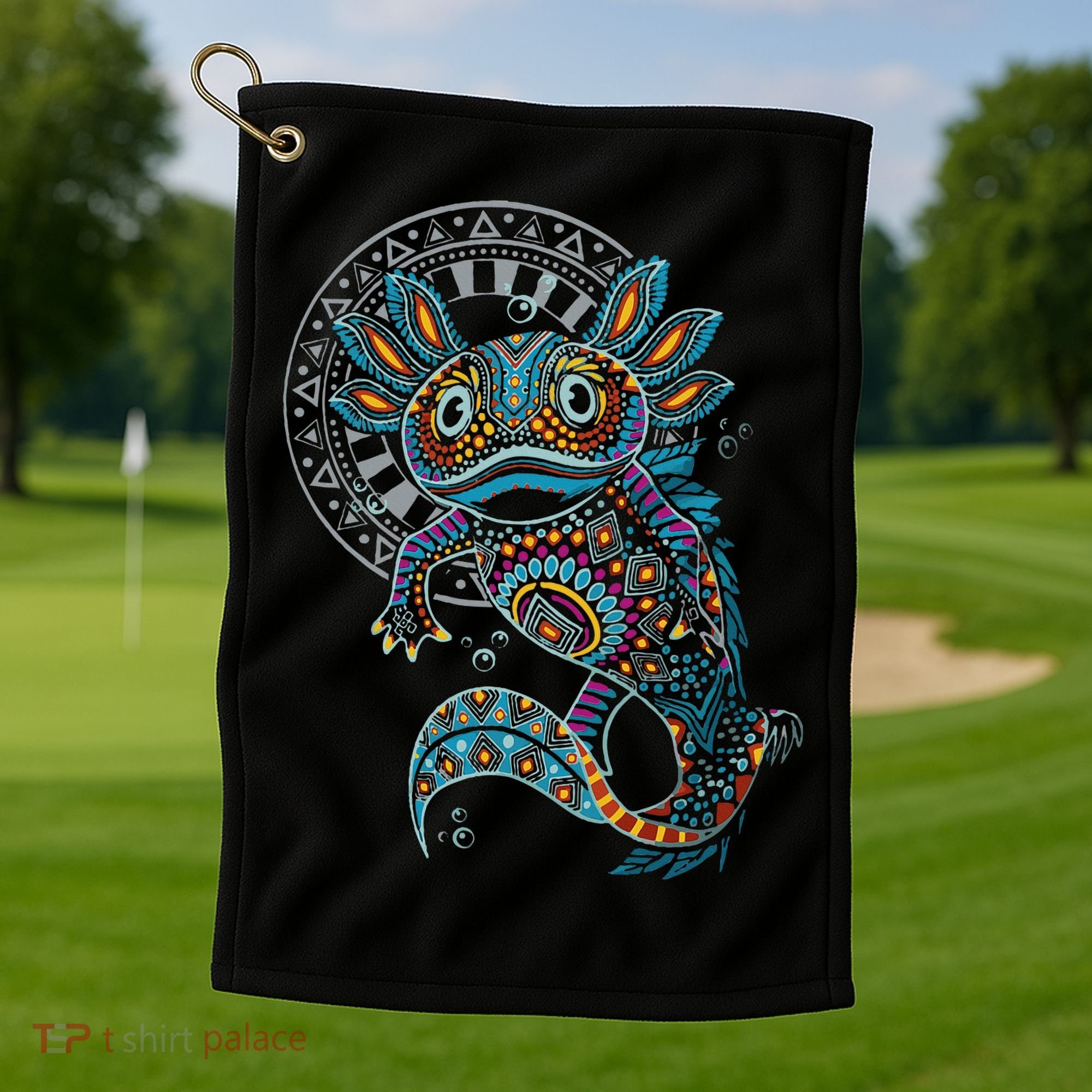 Axolotl Art Aztec Mexico Mexican Golf Towel