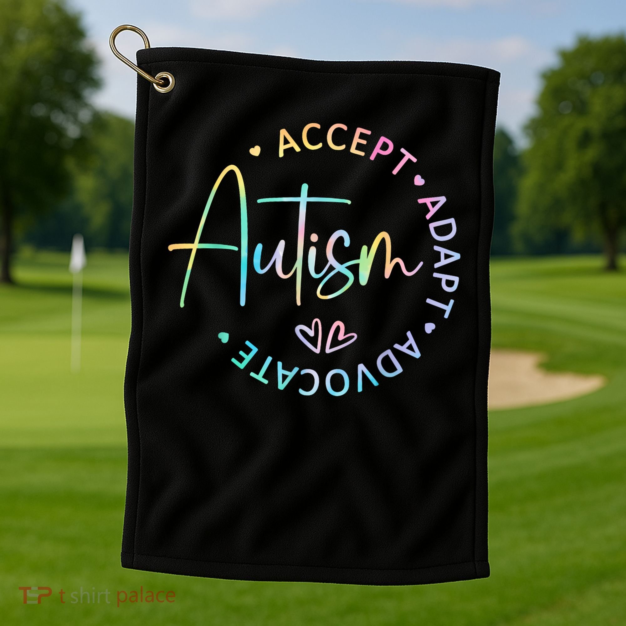 Autism Awareness Accept Adapt Advocate Autism  Golf Towel