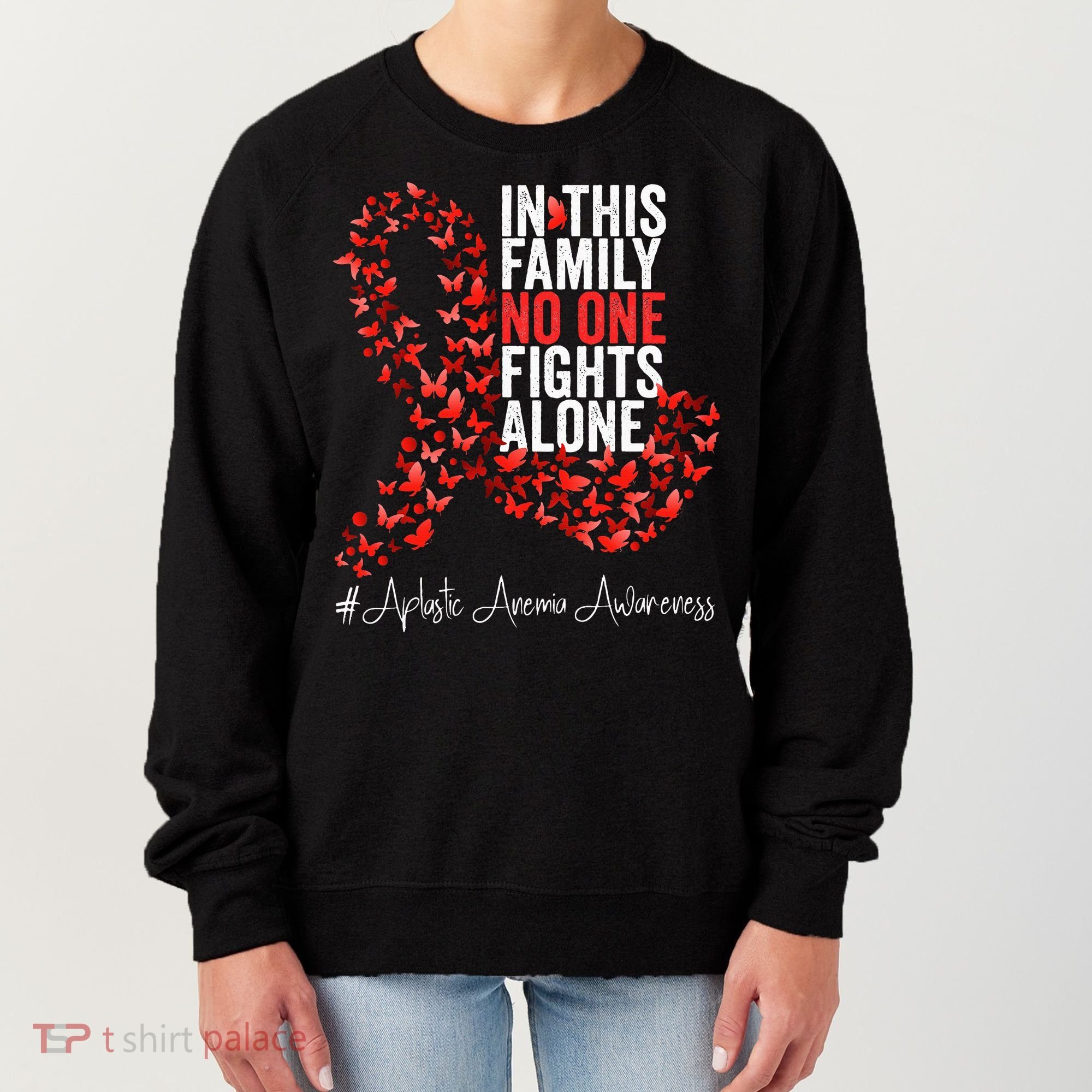 Aplastic Anemia Awareness Month Red Ribbon Women's Sweatshirt