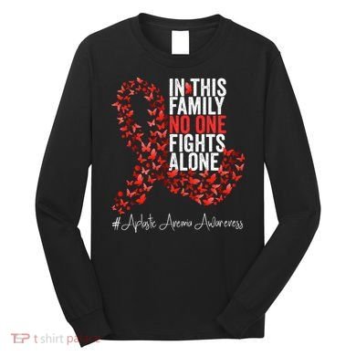 Aplastic Anemia Awareness Month Red Ribbon Long Sleeve Shirt