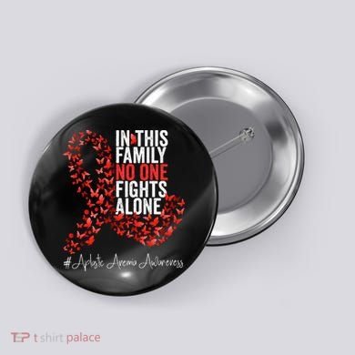 Aplastic Anemia Awareness Month Red Ribbon Button