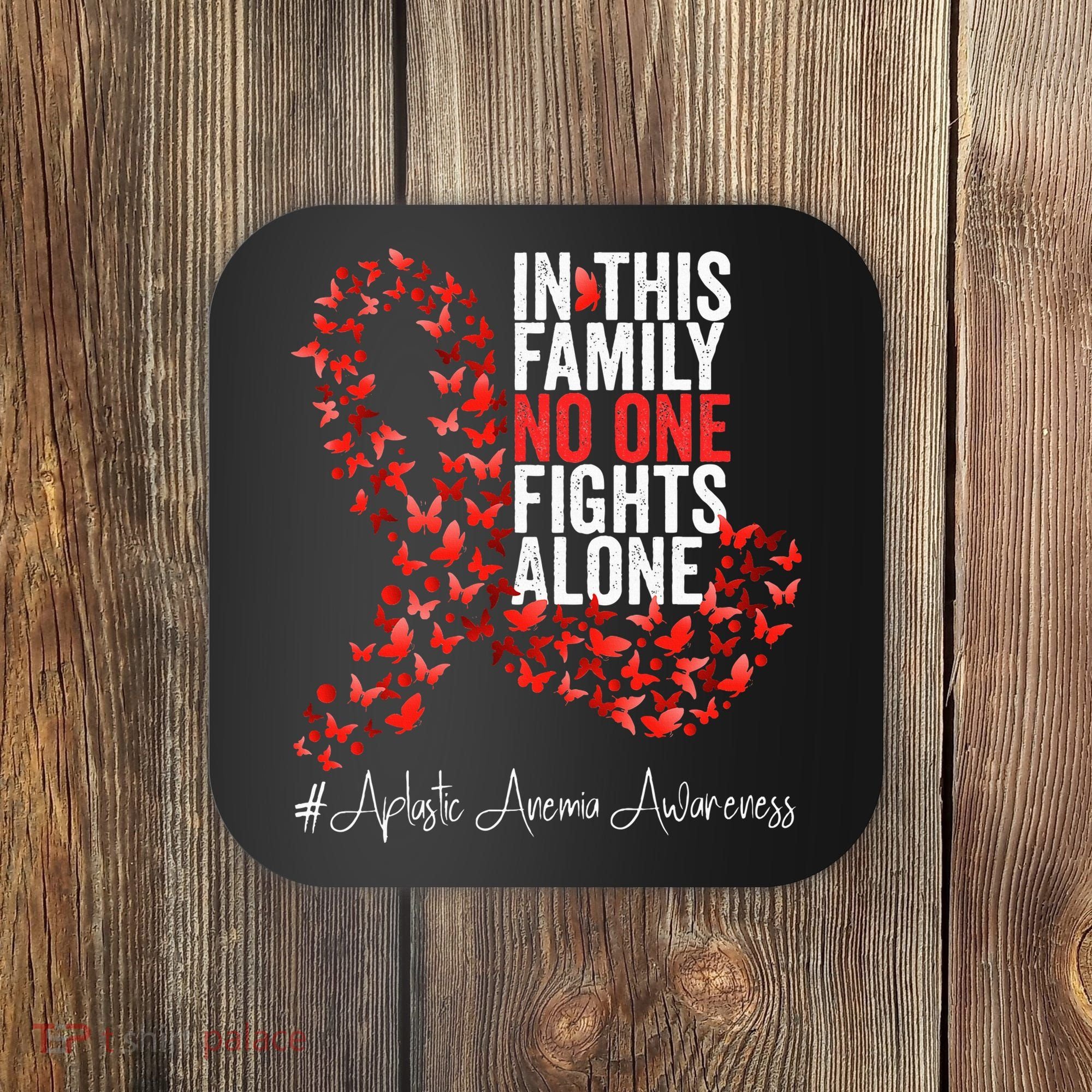 Aplastic Anemia Awareness Month Red Ribbon Coaster