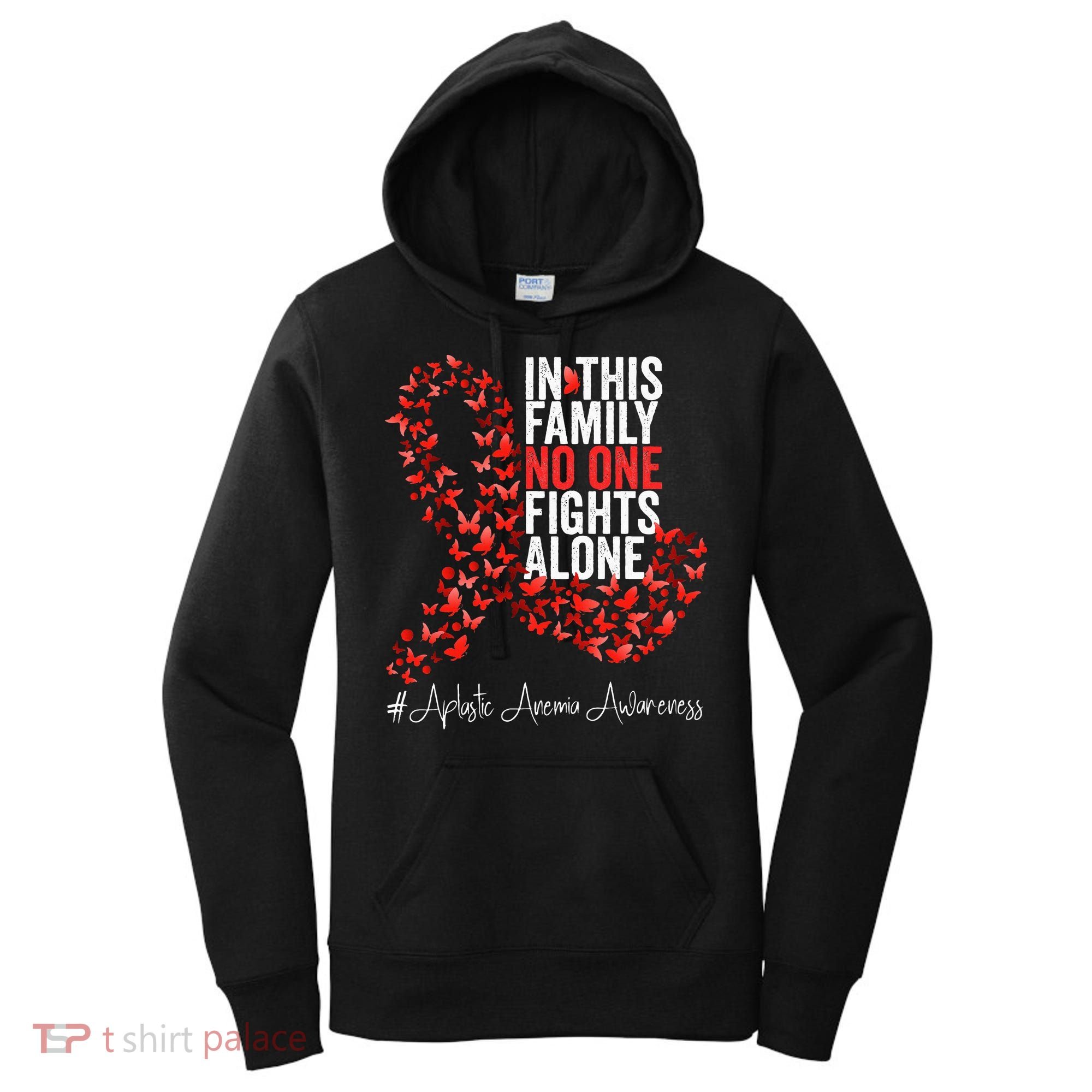 Aplastic Anemia Awareness Month Red Ribbon Women's Hoodie