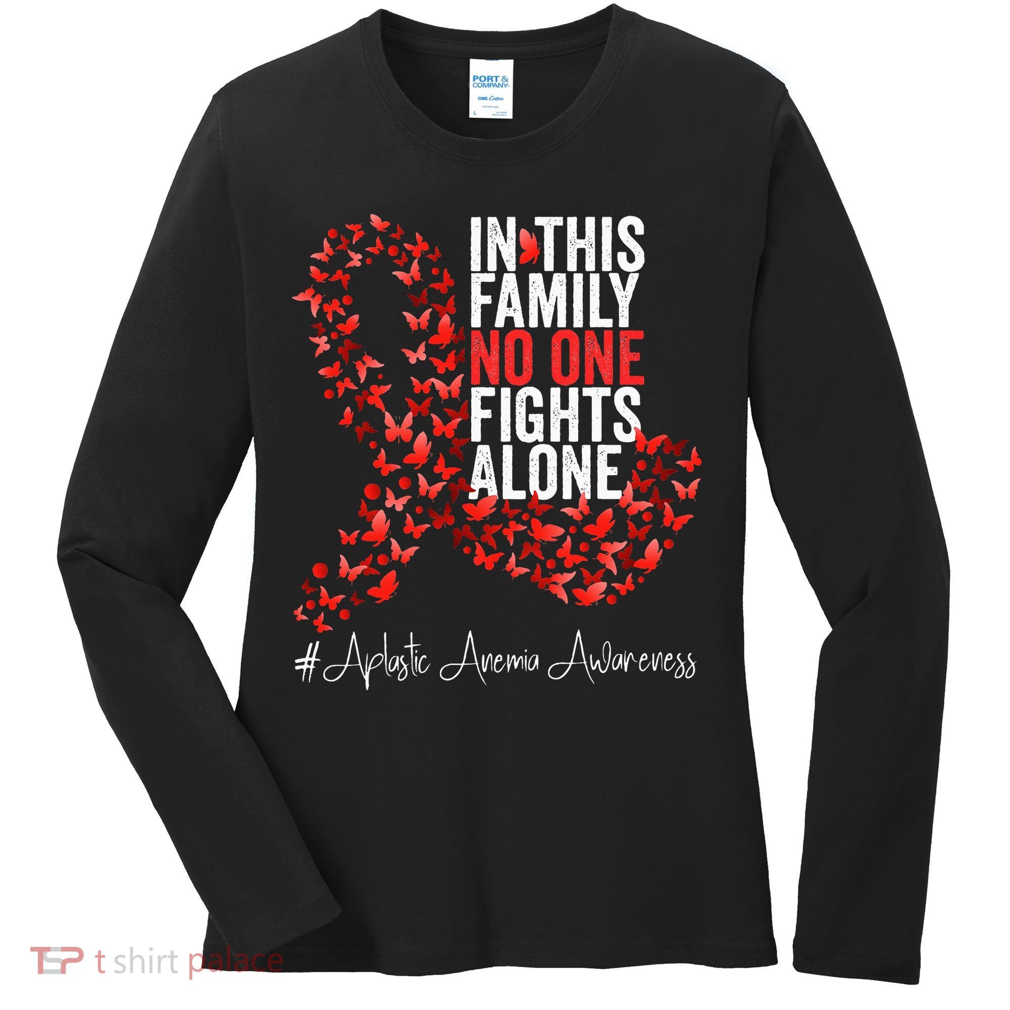 Aplastic Anemia Awareness Month Red Ribbon Women's Long Sleeve Shirt