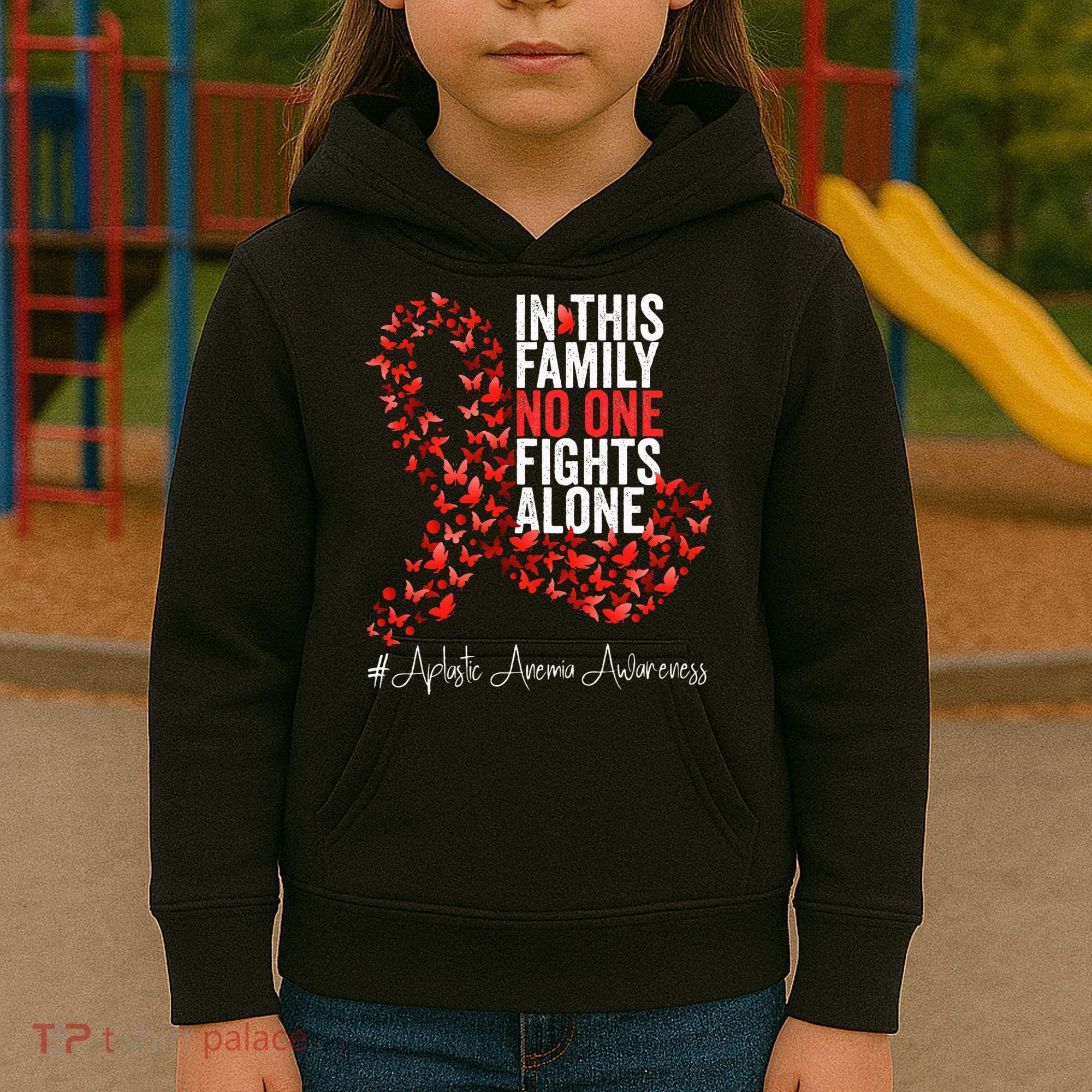 Aplastic Anemia Awareness Month Red Ribbon Kids Hoodie