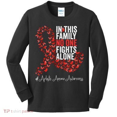 Aplastic Anemia Awareness Month Red Ribbon Kids Long Sleeve Shirt