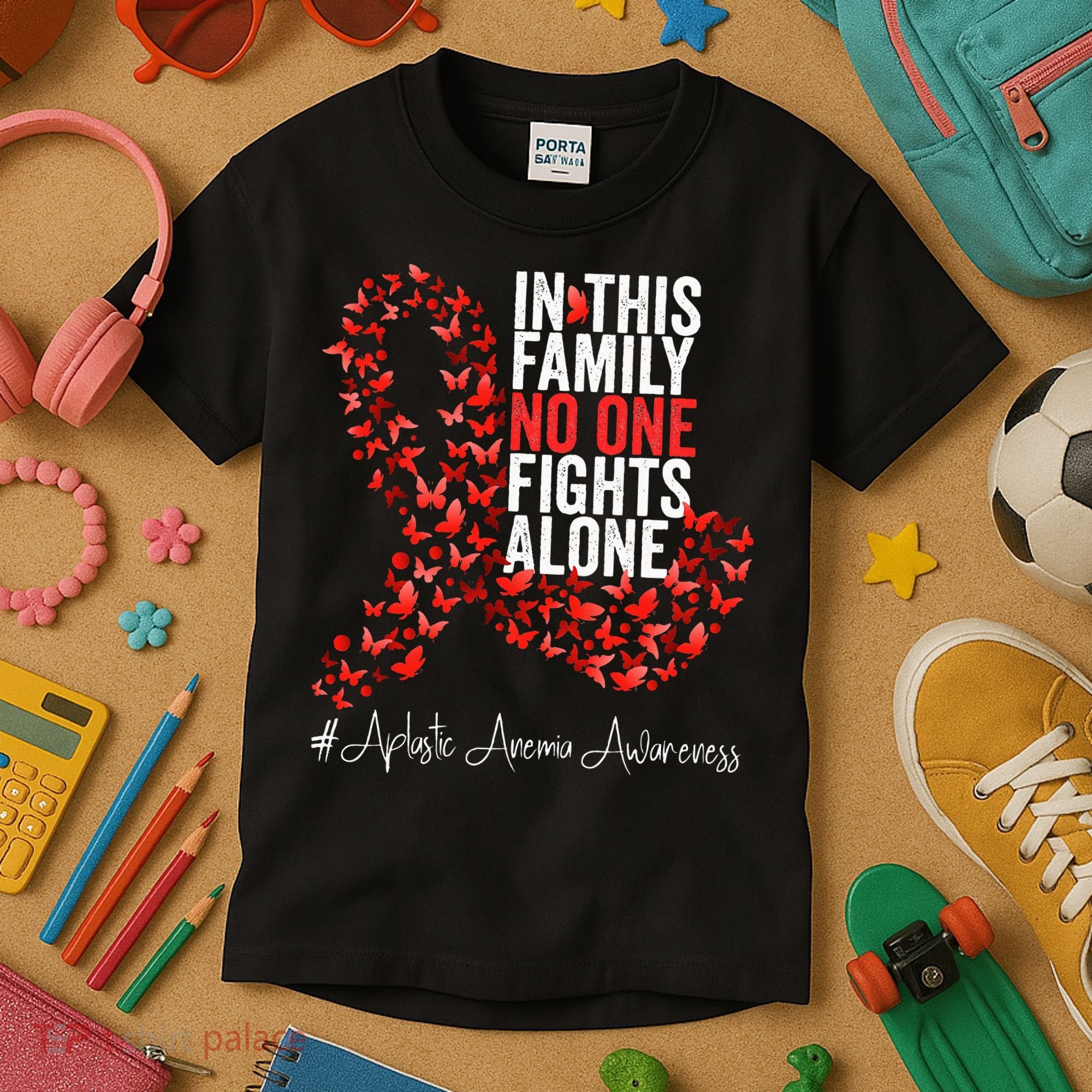 Aplastic Anemia Awareness Month Red Ribbon Kids T-Shirt