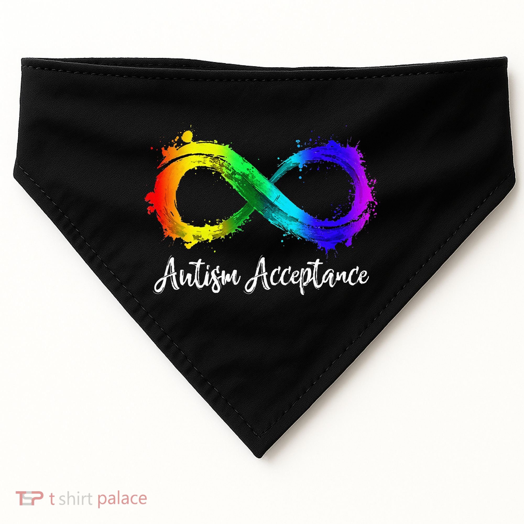 Autism Awareness Acceptance Rainbow Infinity Symbol USA-Made Doggie Bandana