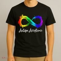 Autism Awareness Acceptance Rainbow Infinity Symbol T-Shirt thumb 3