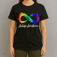 Autism Awareness Acceptance Rainbow Infinity Symbol T-Shirt thumb 4