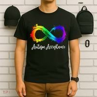 Autism Awareness Acceptance Rainbow Infinity Symbol T-Shirt thumb 6