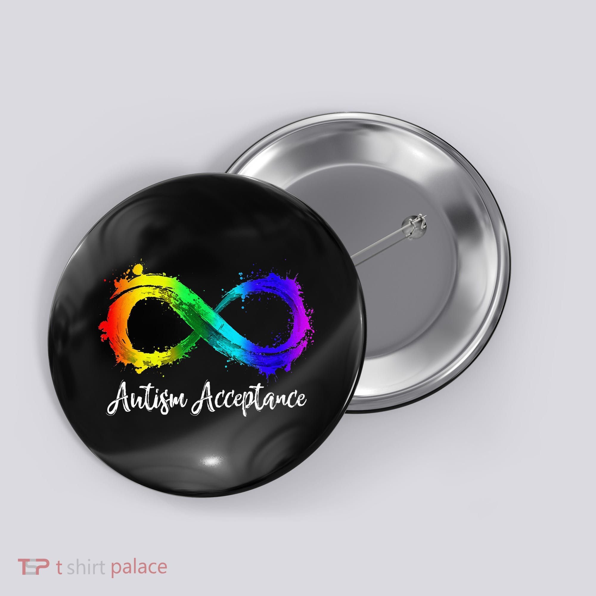 Autism Awareness Acceptance Rainbow Infinity Symbol Button