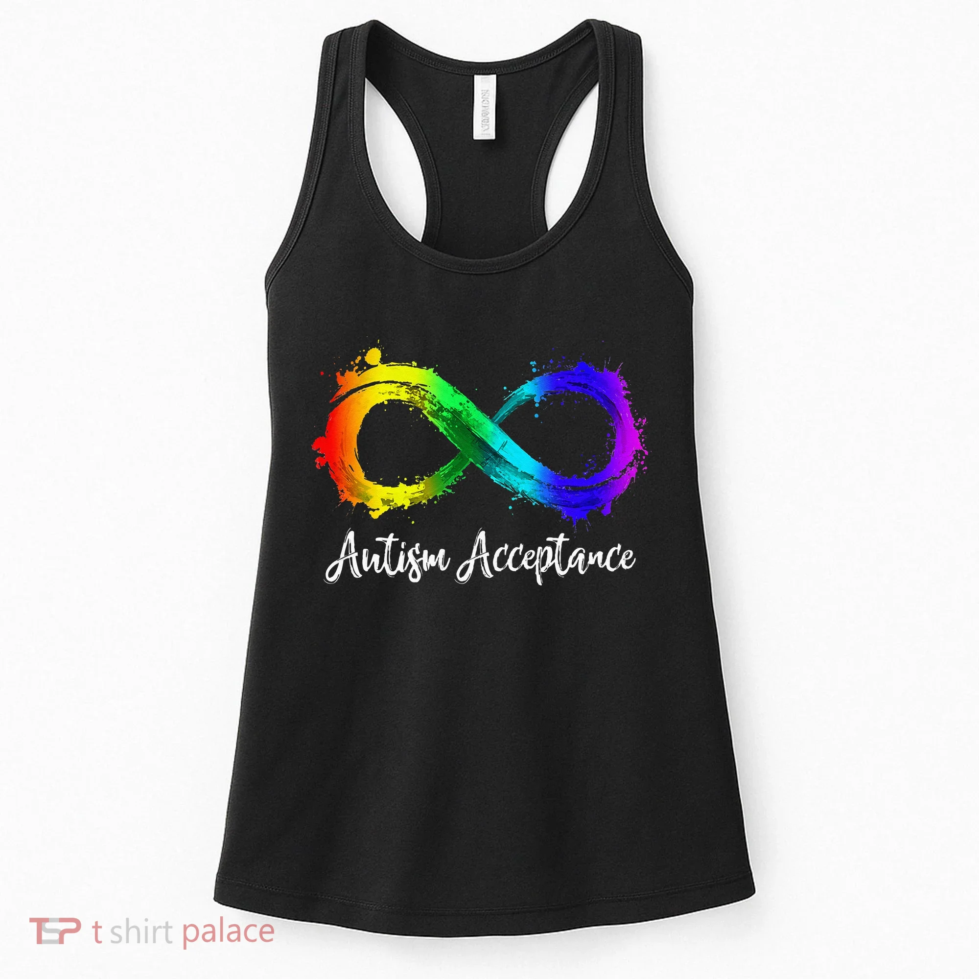 Autism Awareness Acceptance Rainbow Infinity Symbol Women's Tank Top