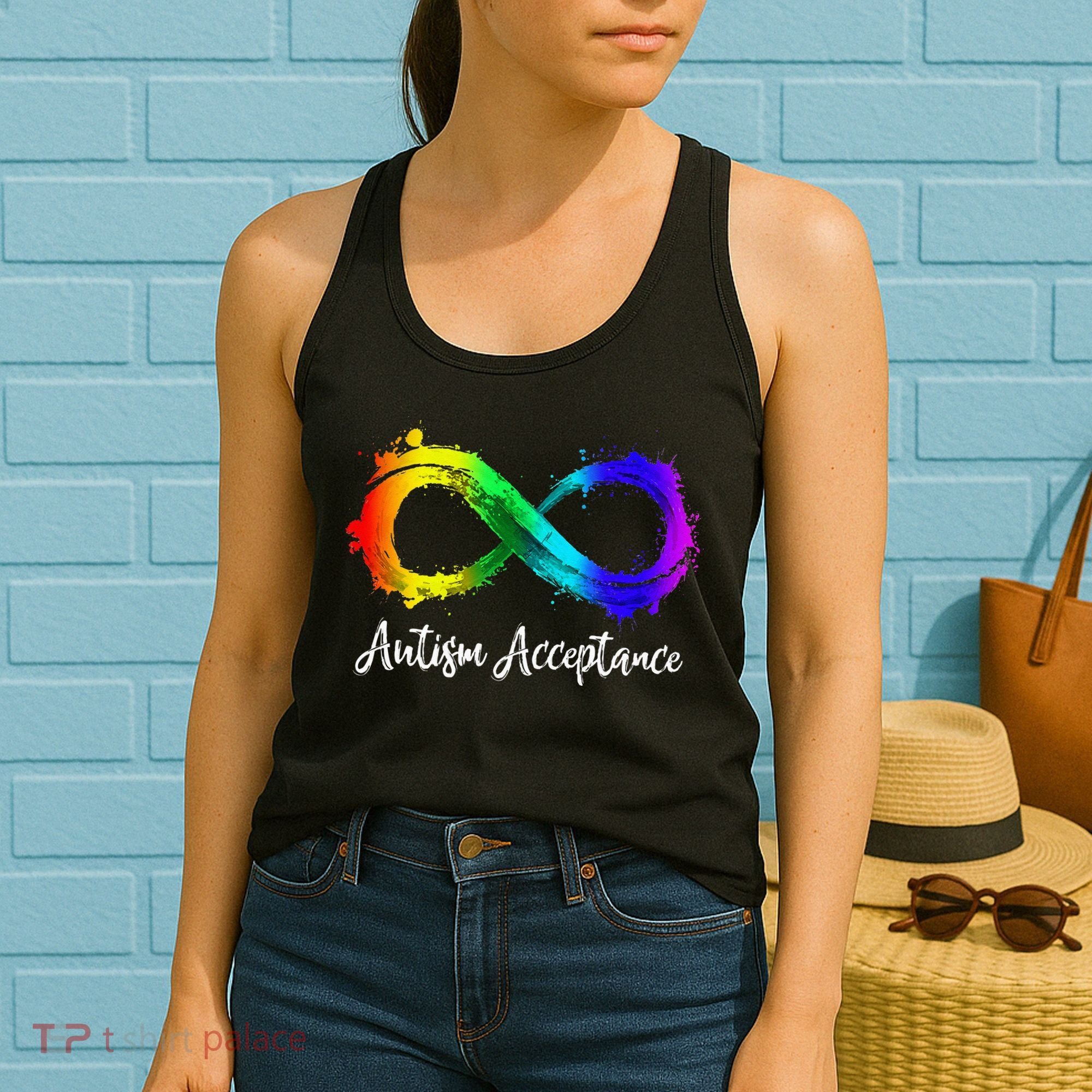 Autism Awareness Acceptance Rainbow Infinity Symbol Women's Tank Top