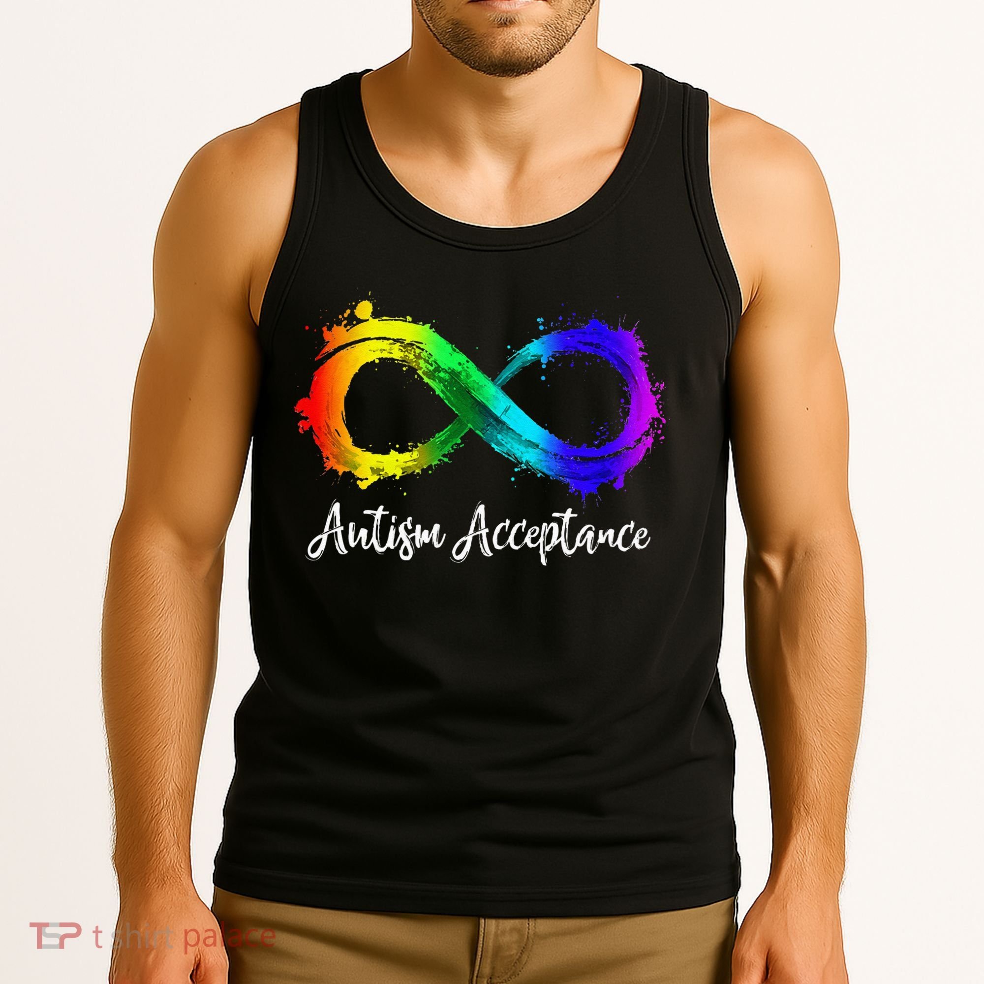 Autism Awareness Acceptance Rainbow Infinity Symbol Tank Top