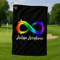 Autism Awareness Acceptance Rainbow Infinity Symbol Golf Towel thumb 1