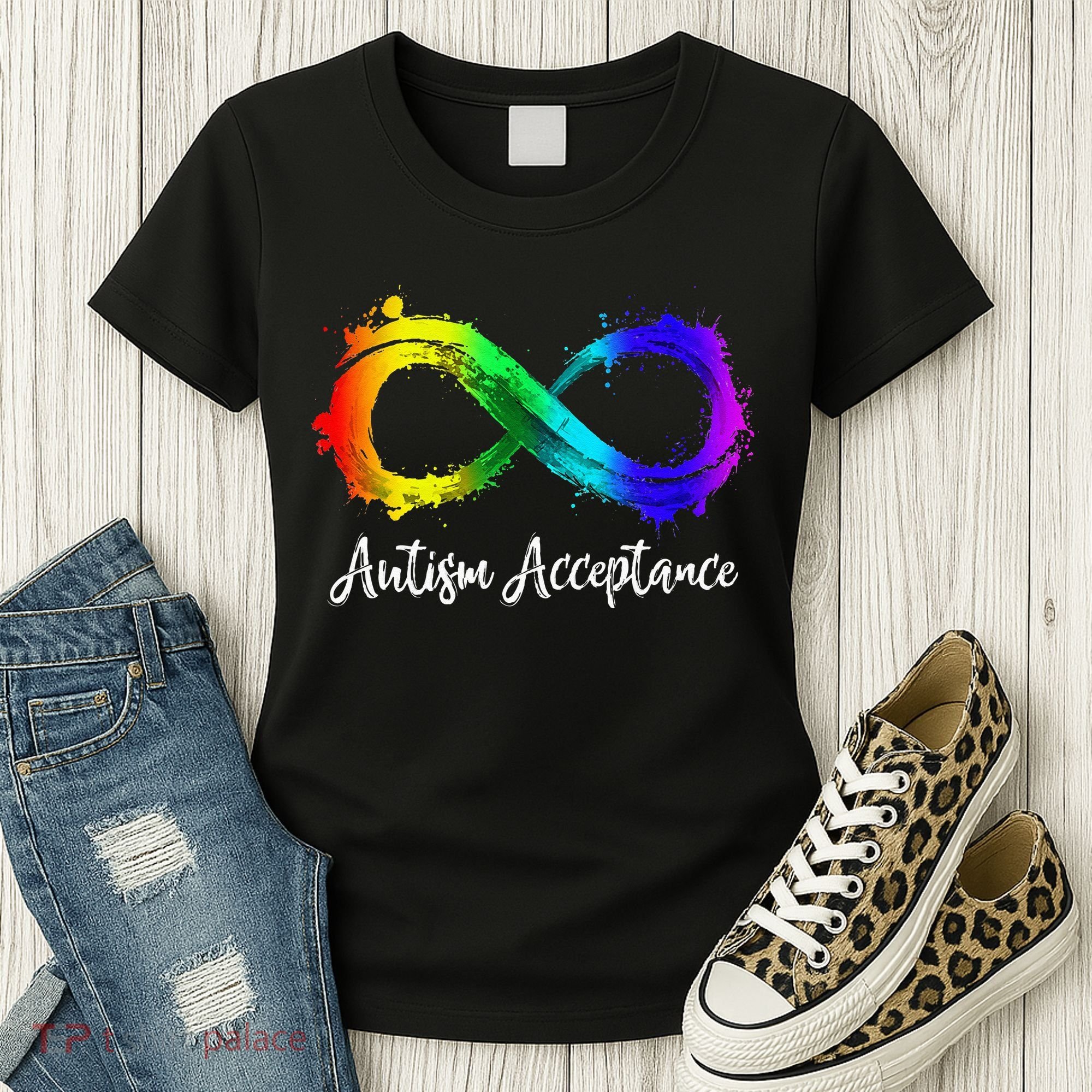 Autism Awareness Acceptance Rainbow Infinity Symbol Women's T-Shirt