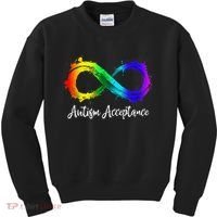 Autism Awareness Acceptance Rainbow Infinity Symbol Kids Sweatshirt thumb 0