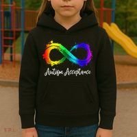 Autism Awareness Acceptance Rainbow Infinity Symbol Kids Hoodie thumb 3