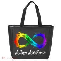 Autism Awareness Acceptance Rainbow Infinity Symbol Tote Bag thumb 0