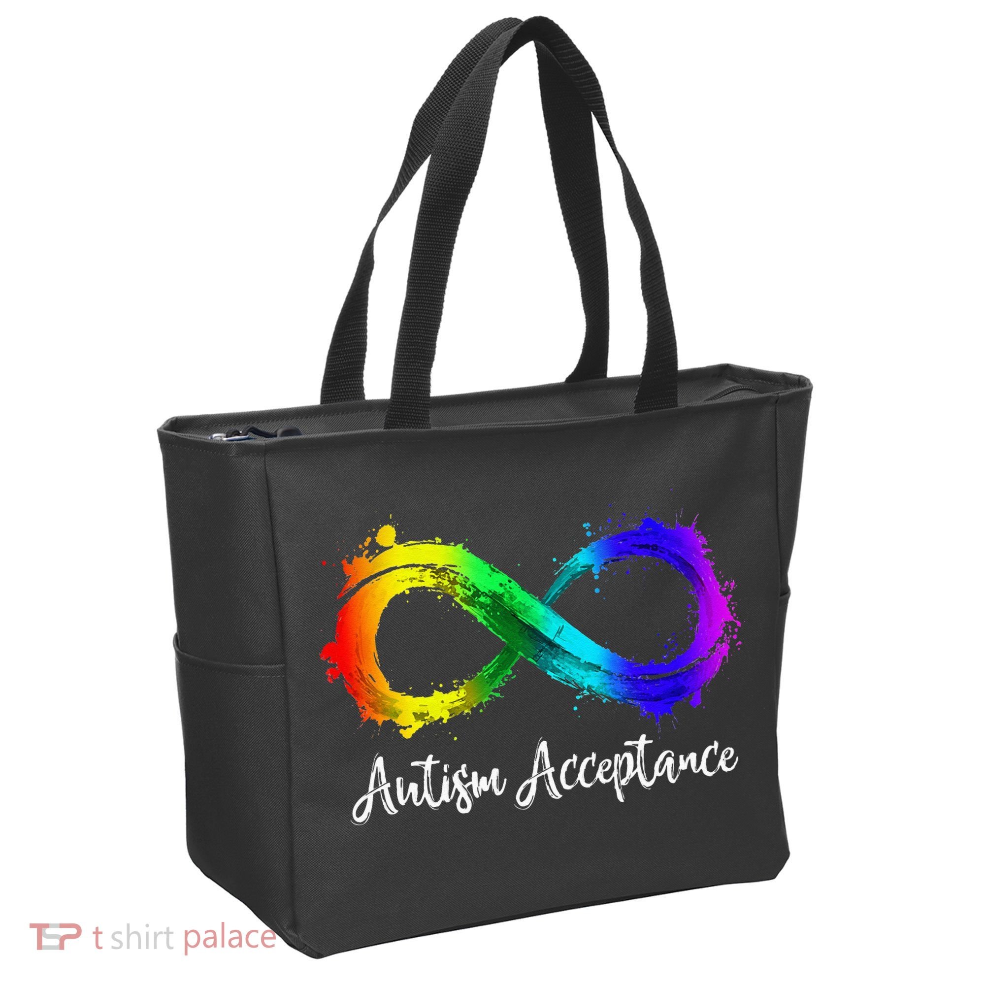 Autism Awareness Acceptance Rainbow Infinity Symbol Tote Bag