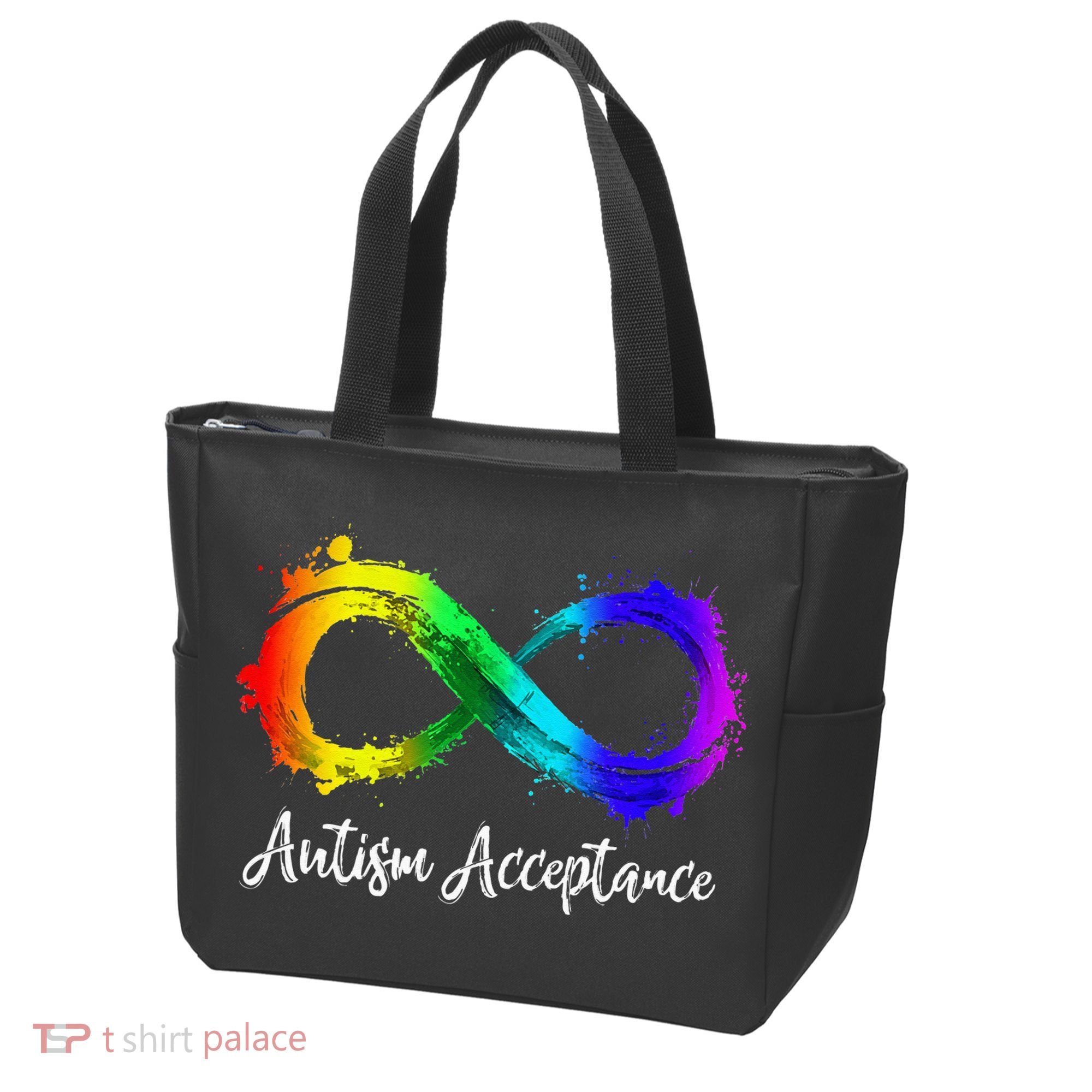 Autism Awareness Acceptance Rainbow Infinity Symbol Tote Bag