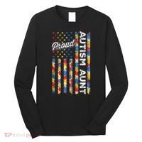 Autism Awareness Apparel USA Flag Proud Autism Aunt Autism Awareness Long Sleeve Shirt thumb 0