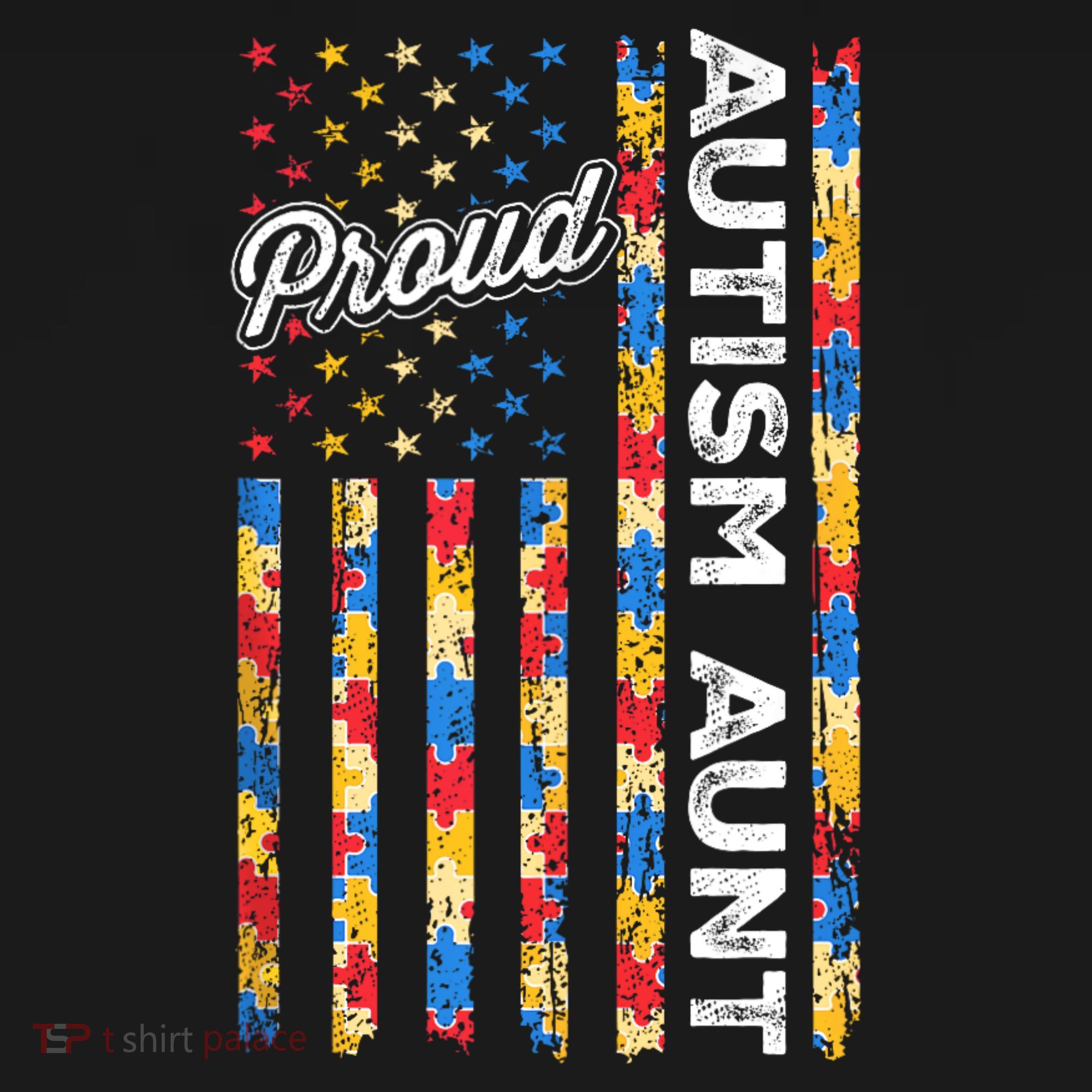 Autism Awareness Apparel USA Flag Proud Autism Aunt Autism Awareness Long Sleeve Shirt