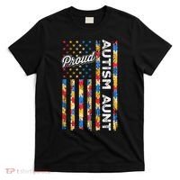Autism Awareness Apparel USA Flag Proud Autism Aunt Autism Awareness T-Shirt thumb 0