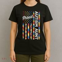 Autism Awareness Apparel USA Flag Proud Autism Aunt Autism Awareness T-Shirt thumb 4