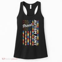 Autism Awareness Apparel USA Flag Proud Autism Aunt Autism Awareness Women's Tank Top thumb 0