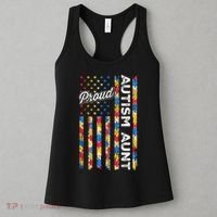 Autism Awareness Apparel USA Flag Proud Autism Aunt Autism Awareness Women's Tank Top thumb 3