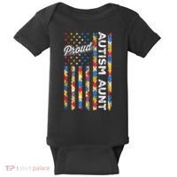 Autism Awareness Apparel USA Flag Proud Autism Aunt Autism Awareness Baby Bodysuit thumb 0