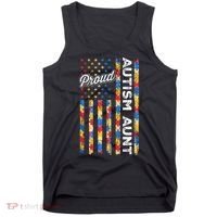 Autism Awareness Apparel USA Flag Proud Autism Aunt Autism Awareness Tank Top thumb 0