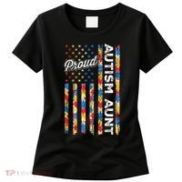 Autism Awareness Apparel USA Flag Proud Autism Aunt Autism Awareness Women's T-Shirt thumb 0