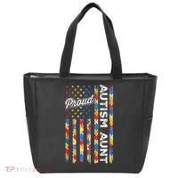 Autism Awareness Apparel USA Flag Proud Autism Aunt Autism Awareness Tote Bag thumb 0