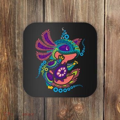 Axolotl Art Aztec Mexican Salamander Mexico Cinco De Mayo Coaster