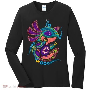 Axolotl Art Aztec Mexican Salamander Mexico Cinco De Mayo Women's Long Sleeve Shirt