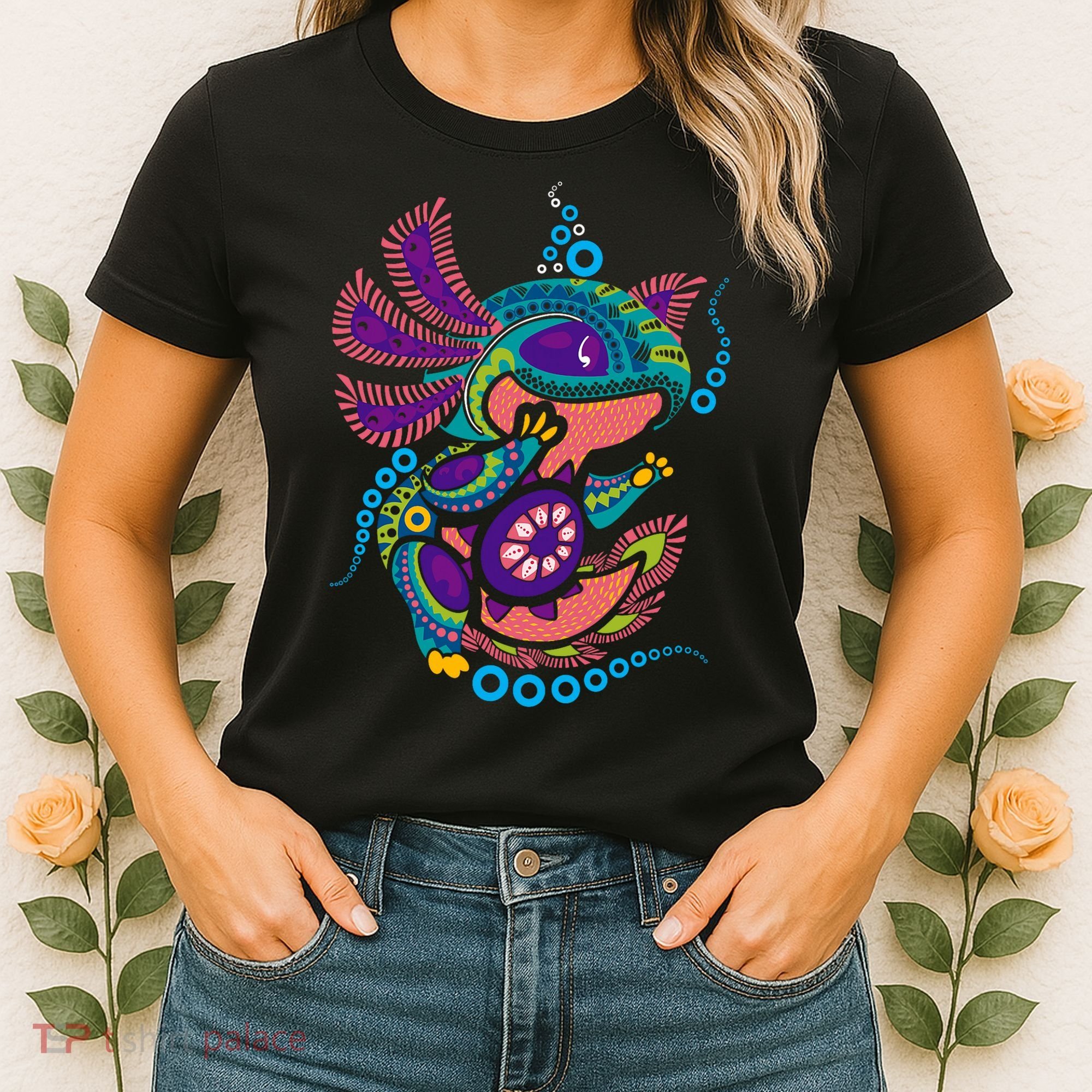 Axolotl Art Aztec Mexican Salamander Mexico Cinco De Mayo Women's T-Shirt