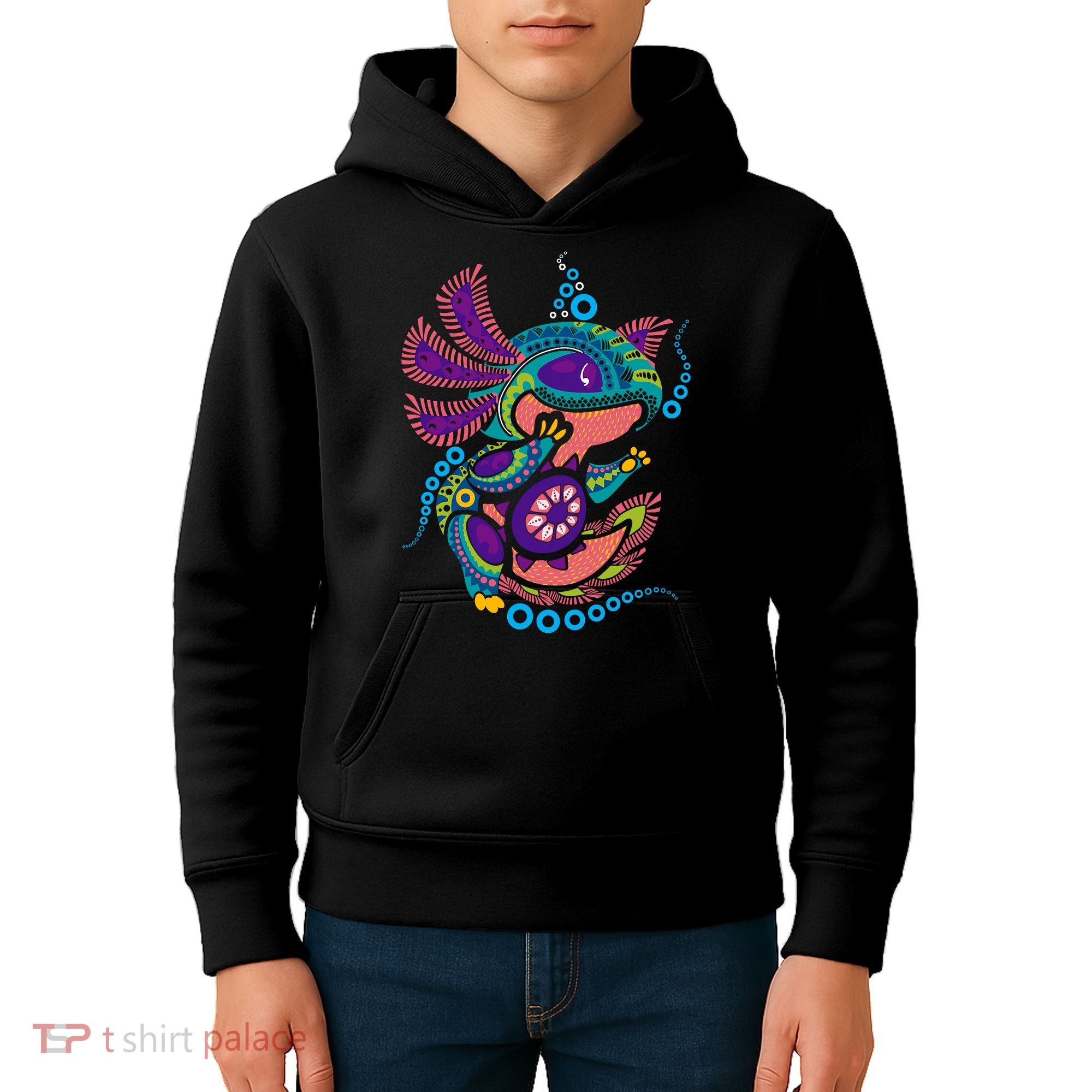 Axolotl Art Aztec Mexican Salamander Mexico Cinco De Mayo Kids Hoodie