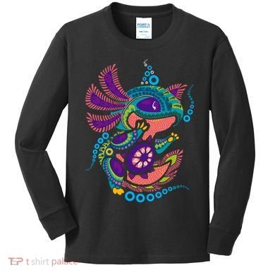 Axolotl Art Aztec Mexican Salamander Mexico Cinco De Mayo Kids Long Sleeve Shirt