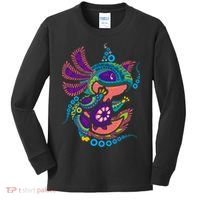 Axolotl Art Aztec Mexican Salamander Mexico Cinco De Mayo Kids Long Sleeve Shirt thumb 0