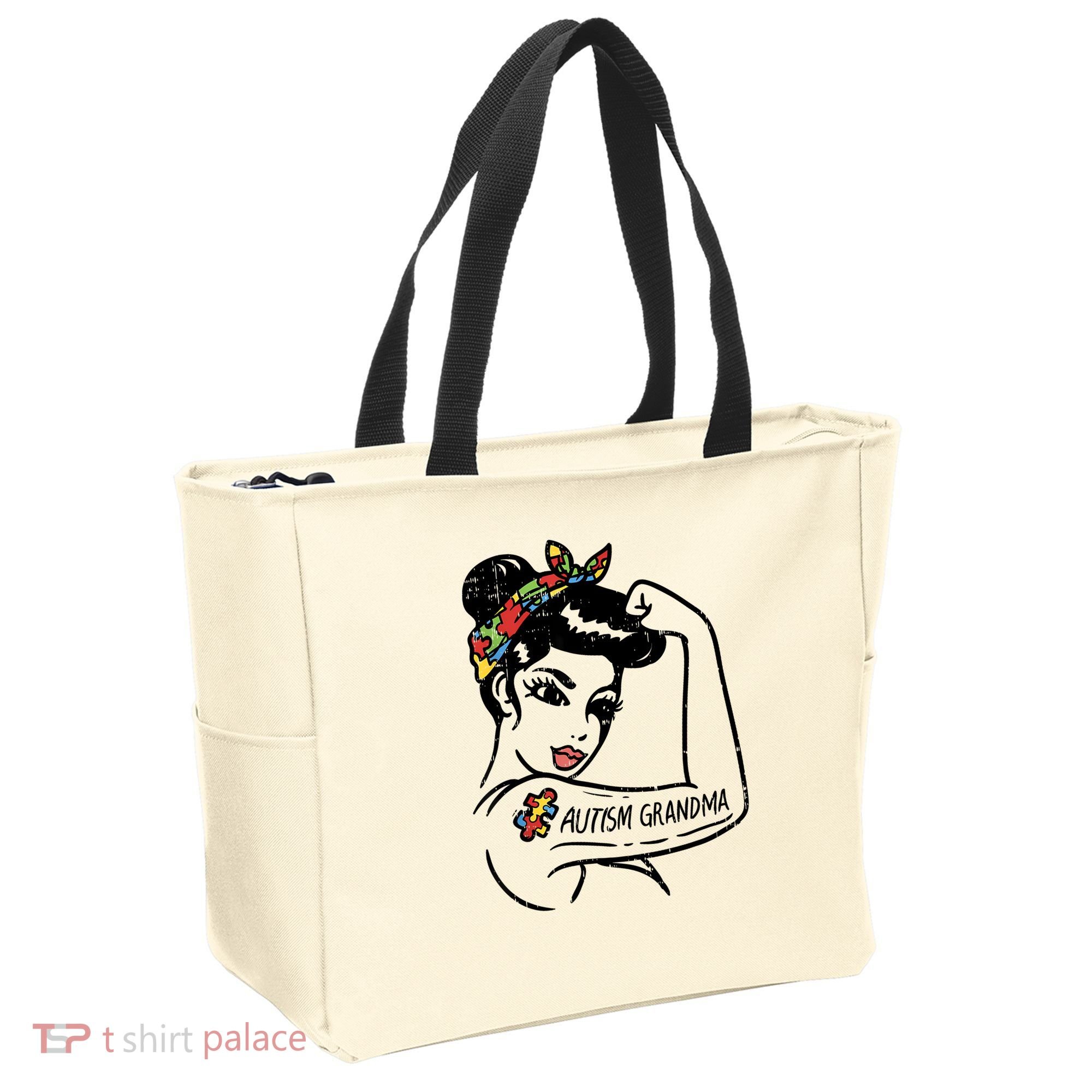 Autism   Autistic Awareness Puzzle Grandma Tote Bag