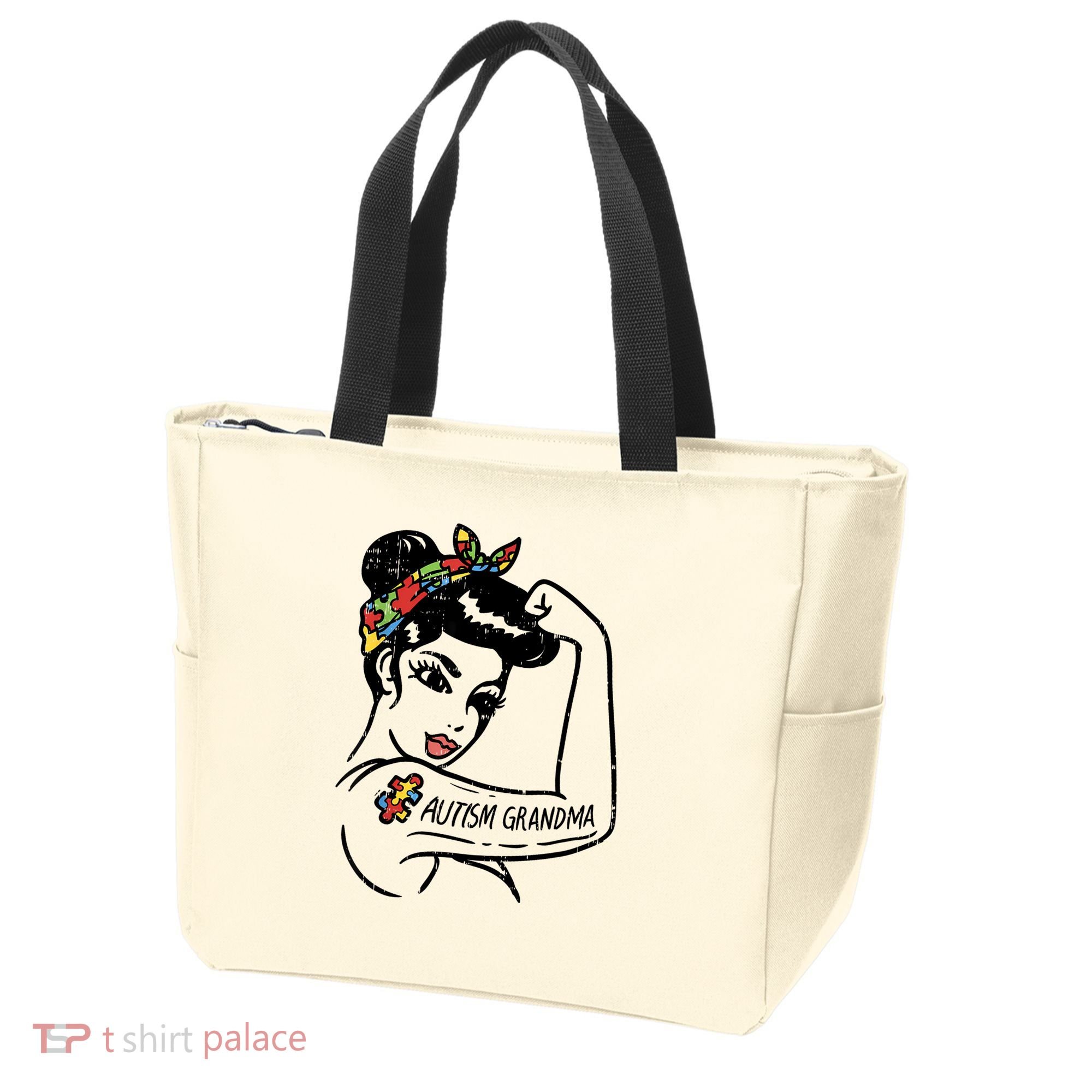 Autism   Autistic Awareness Puzzle Grandma Tote Bag