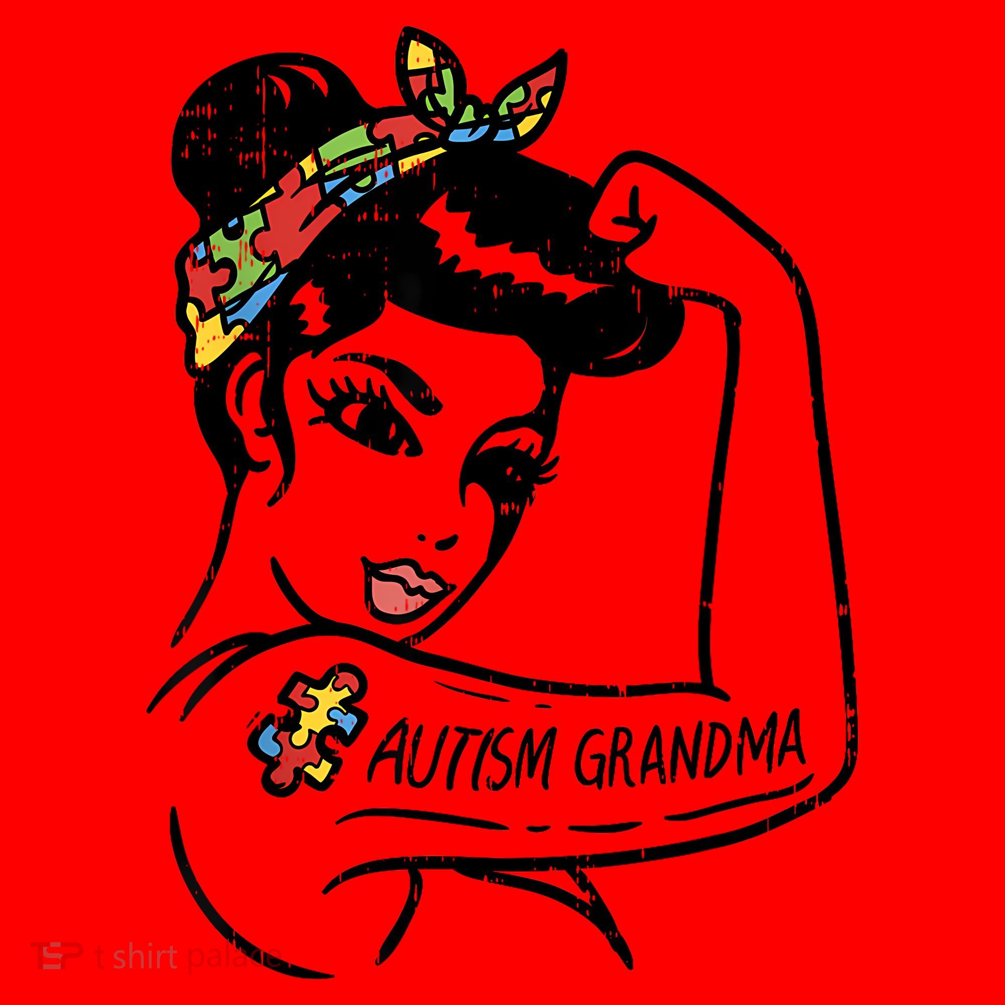 Autism   Autistic Awareness Puzzle Grandma Santa Hat